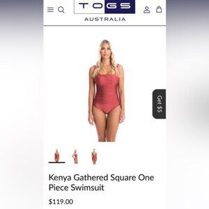 TOG Australian swimwear square neck gathered flattering front size 12 high end